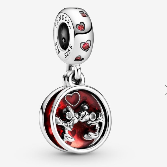 Disney Mickey Mouse &Minnie Mouse Love & kisses Dangle Charm - Picture 1 of 4